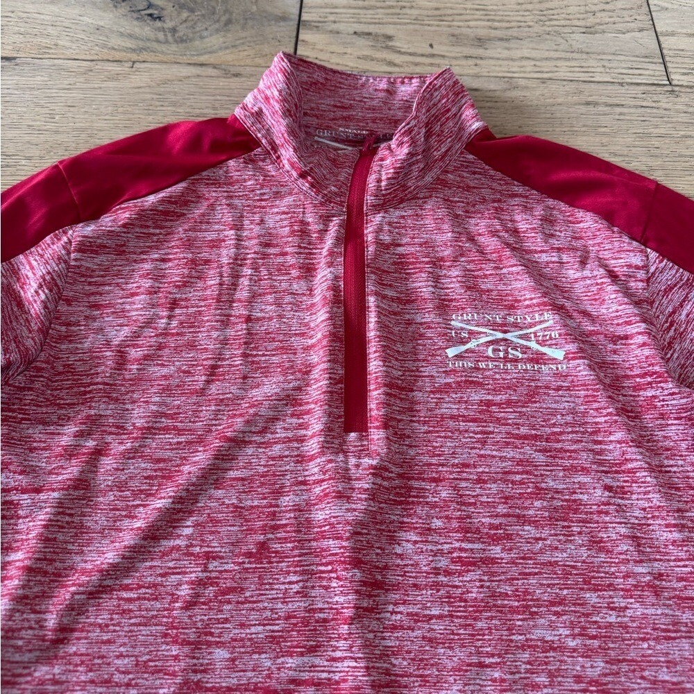 Grunt Style Small Red Space Dye Quarter Zip Pullover Long Sleeve Shirt (1253)‎